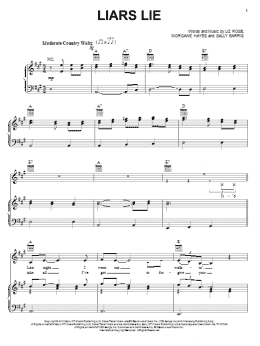 page one of Liars Lie (Piano, Vocal & Guitar Chords (Right-Hand Melody))
