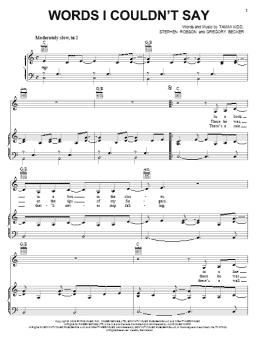 page one of Words I Couldn't Say (Piano, Vocal & Guitar Chords (Right-Hand Melody))