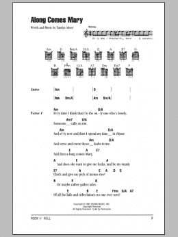page one of Along Comes Mary (Guitar Chords/Lyrics)