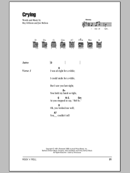 page one of Crying (Guitar Chords/Lyrics)