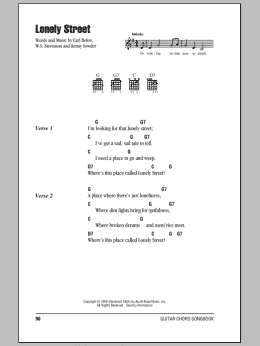 page one of Lonely Street (Guitar Chords/Lyrics)
