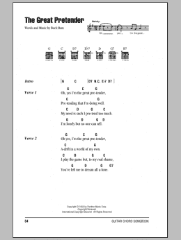 page one of The Great Pretender (Guitar Chords/Lyrics)