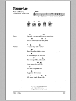 page one of Stagger Lee (Guitar Chords/Lyrics)