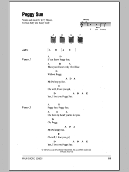 page one of Peggy Sue (Guitar Chords/Lyrics)