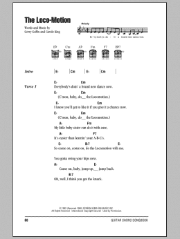 page one of The Loco-Motion (Guitar Chords/Lyrics)