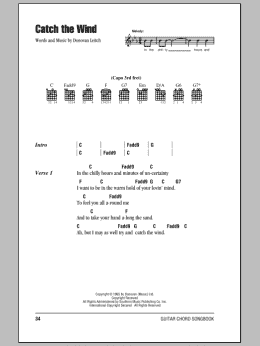 page one of Catch The Wind (Guitar Chords/Lyrics)