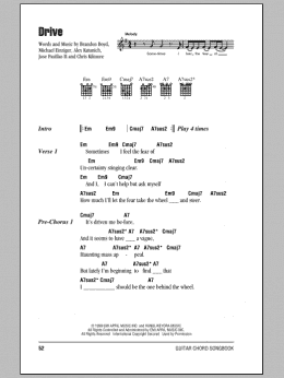 page one of Drive (Guitar Chords/Lyrics)