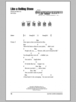 page one of Like A Rolling Stone (Guitar Chords/Lyrics)