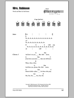 page one of Mrs. Robinson (Guitar Chords/Lyrics)
