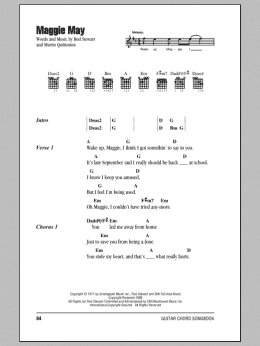 page one of Maggie May (Guitar Chords/Lyrics)
