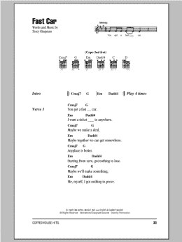 page one of Fast Car (Guitar Chords/Lyrics)