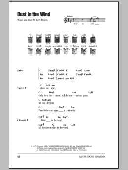 page one of Dust In The Wind (Guitar Chords/Lyrics)