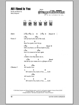 page one of All I Need Is You (Guitar Chords/Lyrics)
