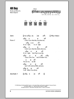 page one of All Day (Guitar Chords/Lyrics)
