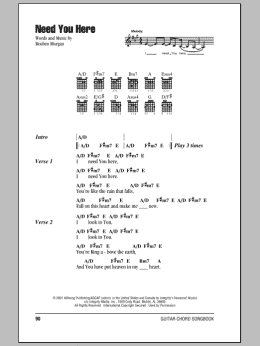 page one of Need You Here (Guitar Chords/Lyrics)