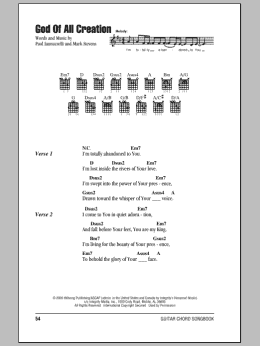 page one of God Of All Creation (Guitar Chords/Lyrics)