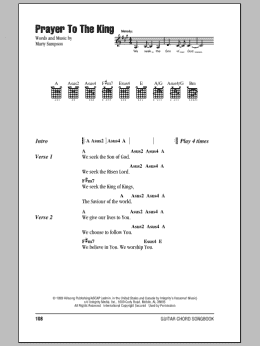 page one of Prayer To The King (Guitar Chords/Lyrics)