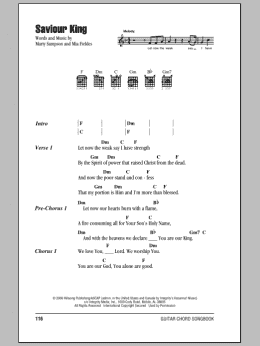 page one of Saviour King (Guitar Chords/Lyrics)