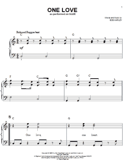 page one of One Love (Easy Piano)