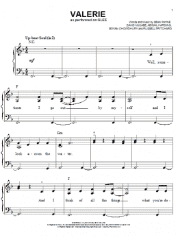 page one of Valerie (Easy Piano)