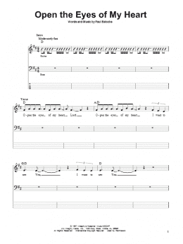 page one of Open The Eyes Of My Heart (Bass Guitar Tab)