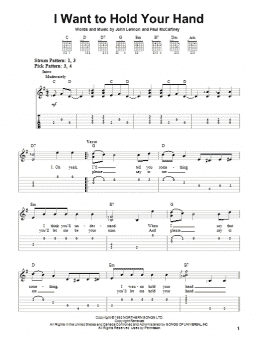 page one of I Want To Hold Your Hand (Easy Guitar Tab)