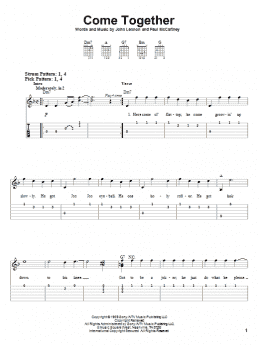 page one of Come Together (Easy Guitar Tab)