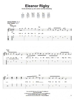 page one of Eleanor Rigby (Easy Guitar Tab)