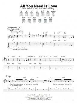 page one of All You Need Is Love (Easy Guitar Tab)