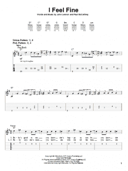 page one of I Feel Fine (Easy Guitar Tab)