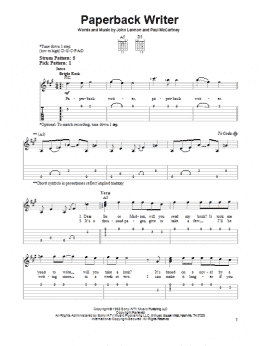 page one of Paperback Writer (Easy Guitar Tab)