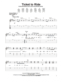 page one of Ticket To Ride (Easy Guitar Tab)
