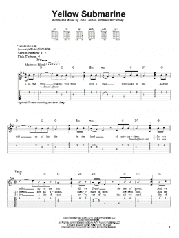page one of Yellow Submarine (Easy Guitar Tab)