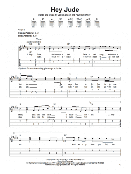 page one of Hey Jude (Easy Guitar Tab)