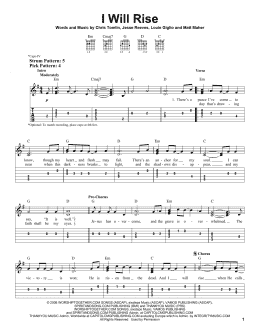page one of I Will Rise (Easy Guitar Tab)