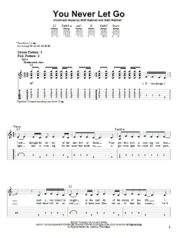 page one of You Never Let Go (Easy Guitar Tab)