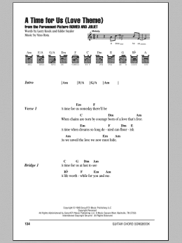 page one of A Time For Us (Love Theme) (Guitar Chords/Lyrics)