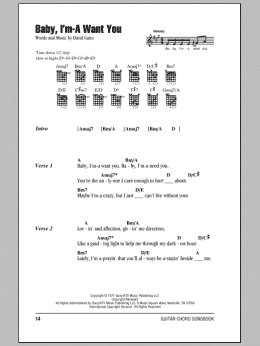 page one of Baby, I'm-A Want You (Guitar Chords/Lyrics)