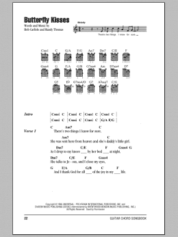 page one of Butterfly Kisses (Guitar Chords/Lyrics)