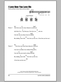 page one of I Love How You Love Me (Guitar Chords/Lyrics)