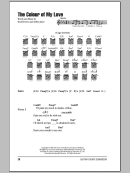 page one of The Colour Of My Love (Guitar Chords/Lyrics)