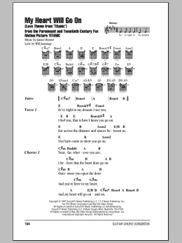 page one of My Heart Will Go On (Love Theme from Titanic) (Guitar Chords/Lyrics)