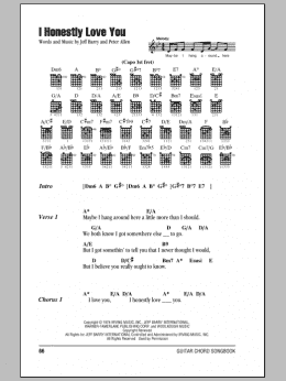 page one of I Honestly Love You (from The Boy From Oz) (Guitar Chords/Lyrics)