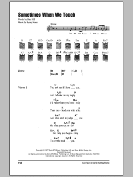 page one of Sometimes When We Touch (Guitar Chords/Lyrics)