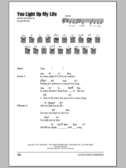 page one of You Light Up My Life (Guitar Chords/Lyrics)