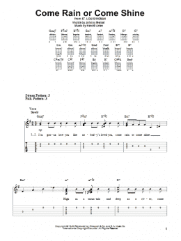 page one of Come Rain Or Come Shine (Easy Guitar Tab)