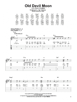 page one of Old Devil Moon (Easy Guitar Tab)