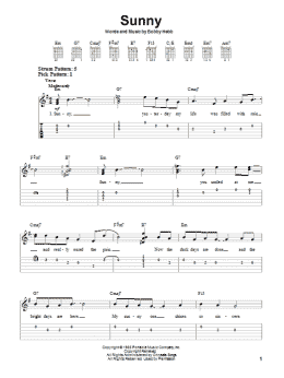 page one of Sunny (Easy Guitar Tab)