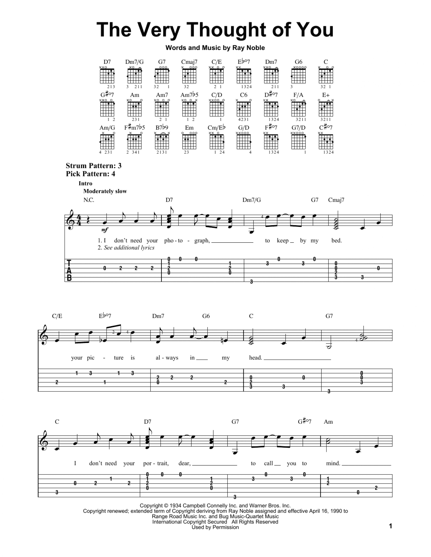 The Very Thought Of You (Easy Guitar Tab)