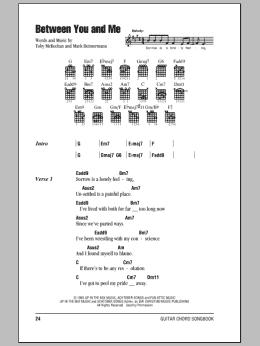 page one of Between You And Me (Guitar Chords/Lyrics)